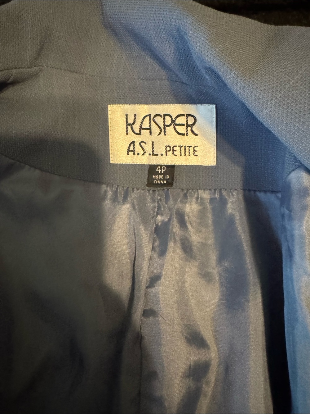 Kasper A.S.L. Petite Slate Blue Skirt Suit Set – Structured Blazer & Pencil Skir - Picture 9 of 11